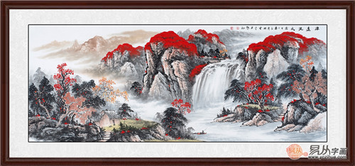 李林宏国画鸿运当头山水画,客厅旺运挂画首选